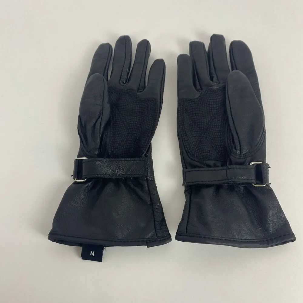 Vtg. Genuine Harley Davidson Women's M Black Leather Gloves Motorcycle Ladies